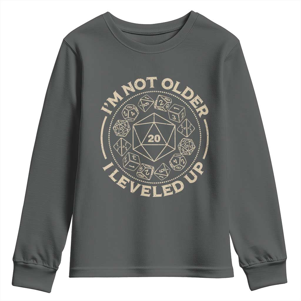 Funny RPG Gamer I'm Not Older I Leveled Up Youth Sweatshirt Vintage D20 Tabletop Dice - Wonder Print Shop