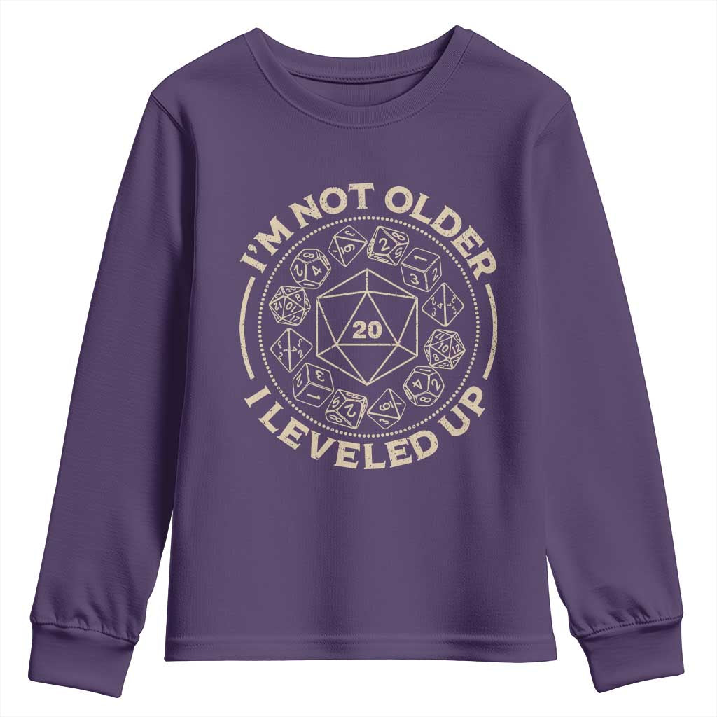Funny RPG Gamer I'm Not Older I Leveled Up Youth Sweatshirt Vintage D20 Tabletop Dice - Wonder Print Shop