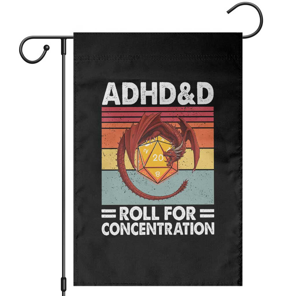 ADHD&D Roll For Concentration Garden Flag Funny RPG Gamer D20 Tabletop Dice - Wonder Print Shop