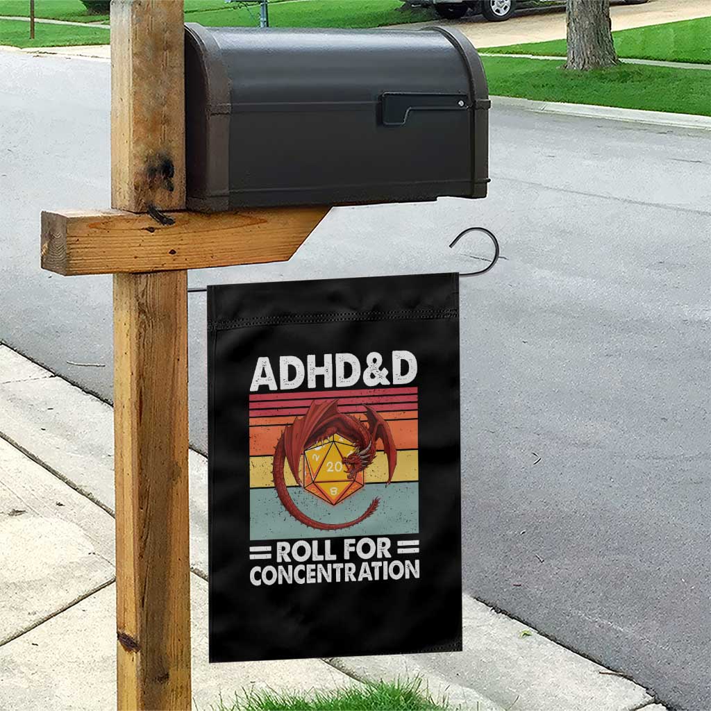 ADHD&D Roll For Concentration Garden Flag Funny RPG Gamer D20 Tabletop Dice - Wonder Print Shop
