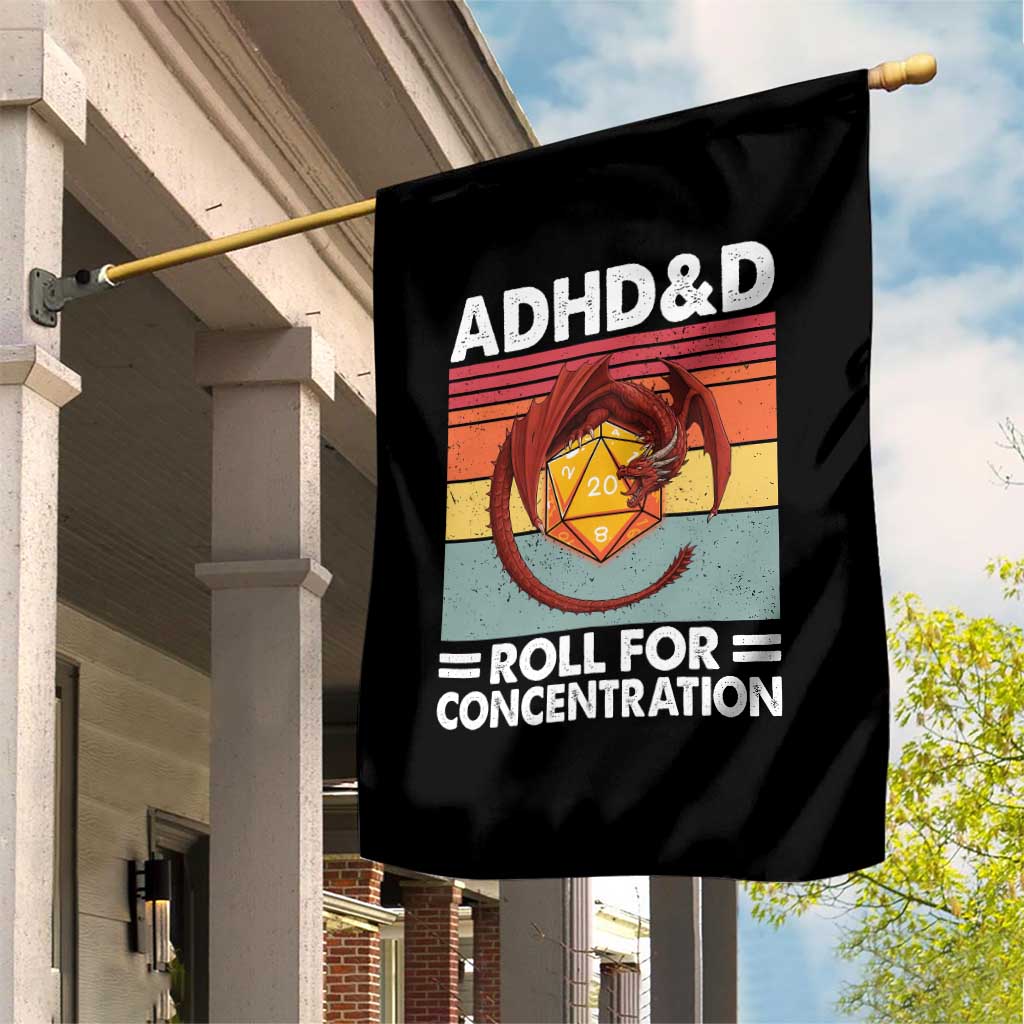 ADHD&D Roll For Concentration Garden Flag Funny RPG Gamer D20 Tabletop Dice - Wonder Print Shop
