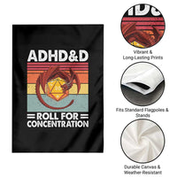 ADHD&D Roll For Concentration Garden Flag Funny RPG Gamer D20 Tabletop Dice - Wonder Print Shop