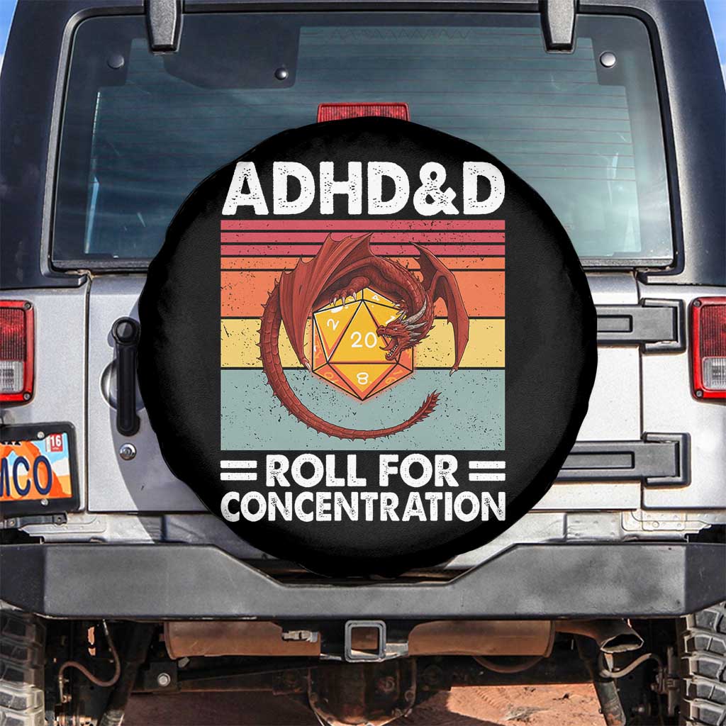 ADHD&D Roll For Concentration Spare Tire Cover Funny RPG Gamer D20 Tabletop Dice - Wonder Print Shop