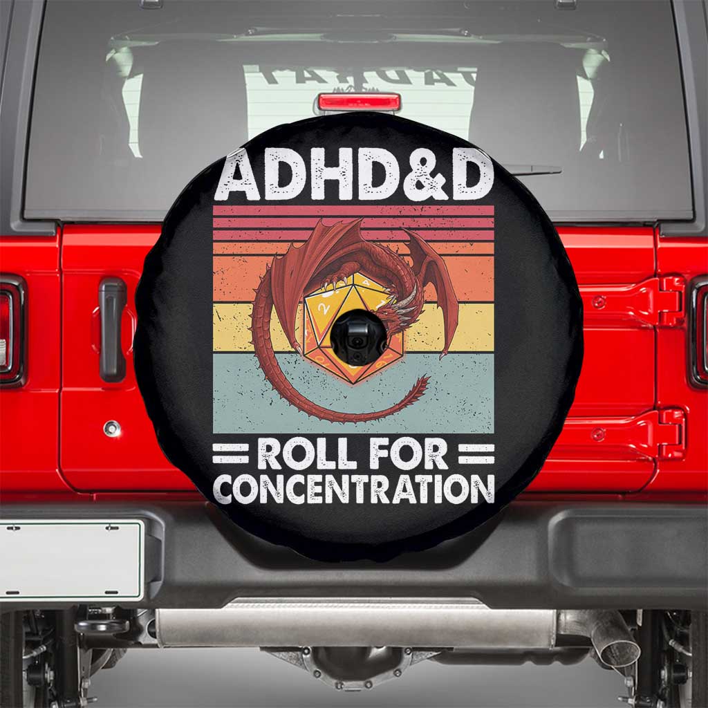 ADHD&D Roll For Concentration Spare Tire Cover Funny RPG Gamer D20 Tabletop Dice - Wonder Print Shop