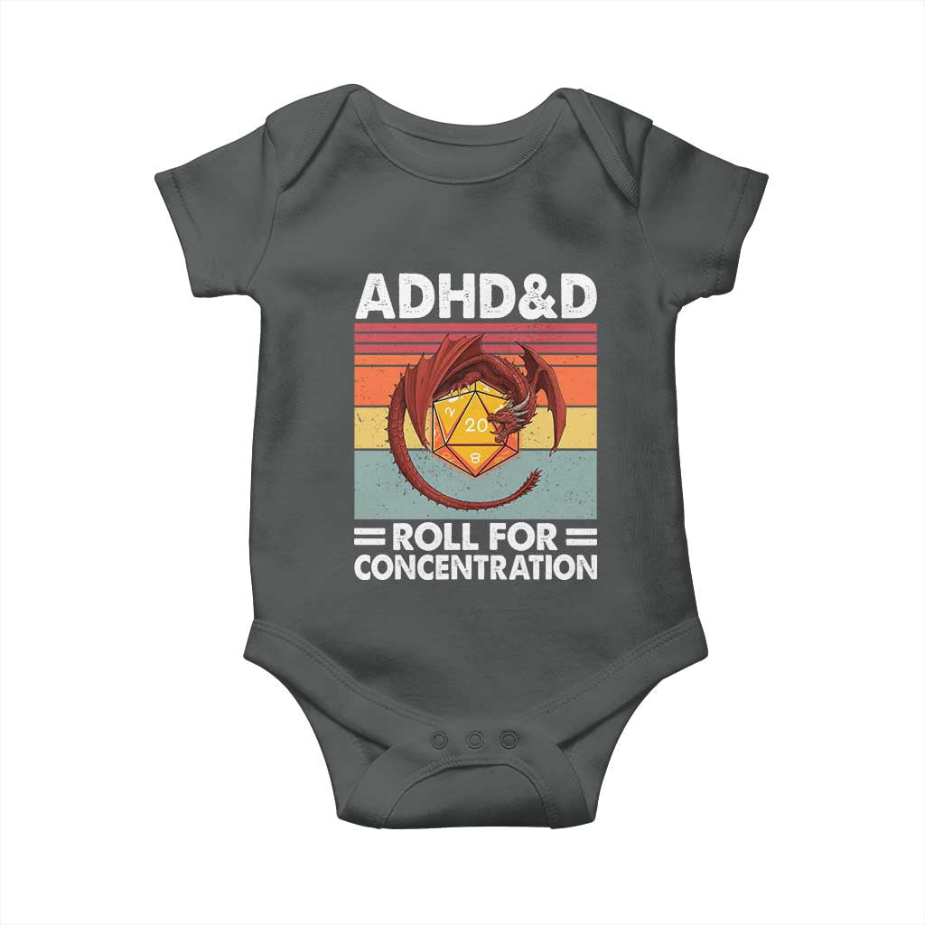 ADHD&D Roll For Concentration Baby Onesie Funny RPG Gamer D20 Tabletop Dice - Wonder Print Shop
