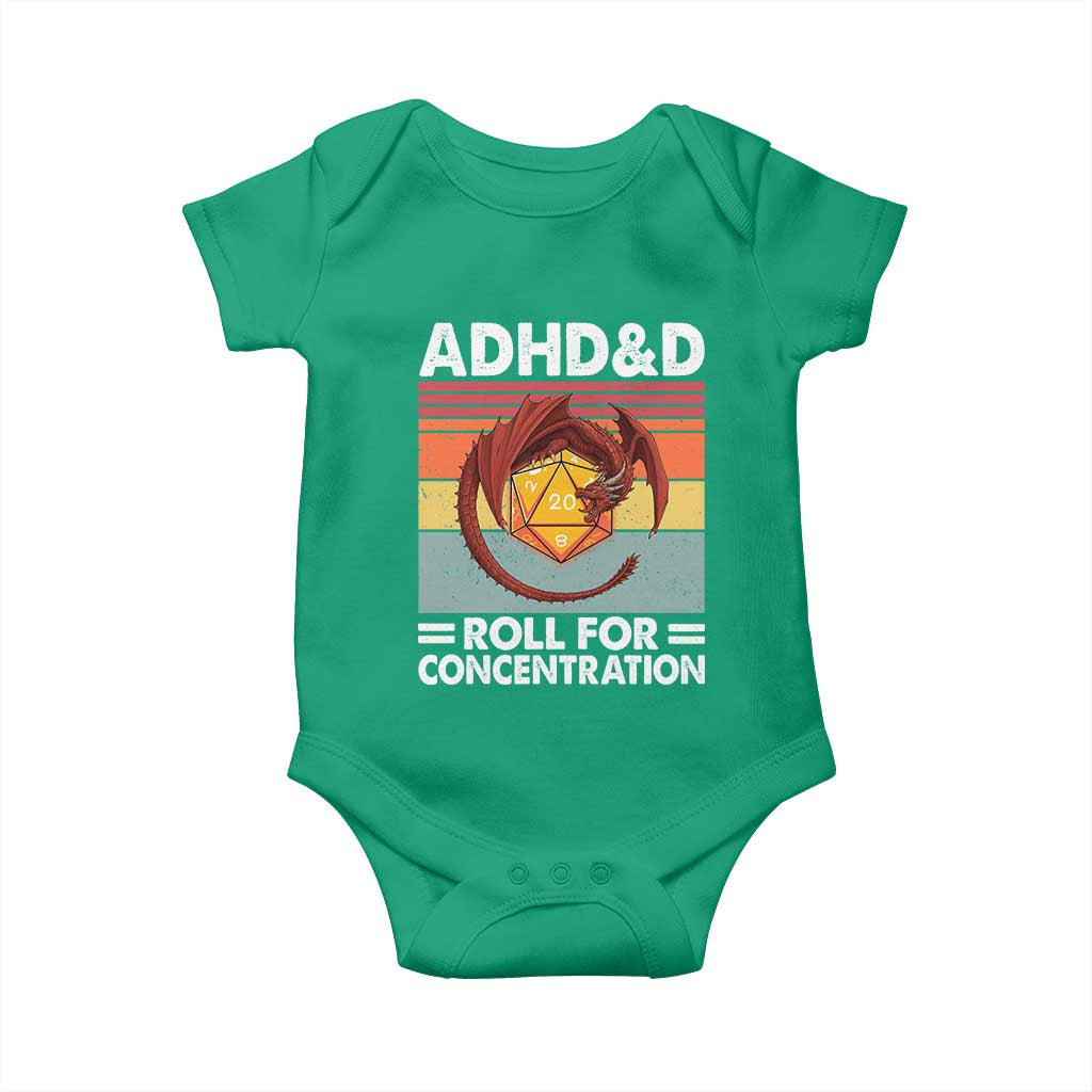 ADHD&D Roll For Concentration Baby Onesie Funny RPG Gamer D20 Tabletop Dice - Wonder Print Shop