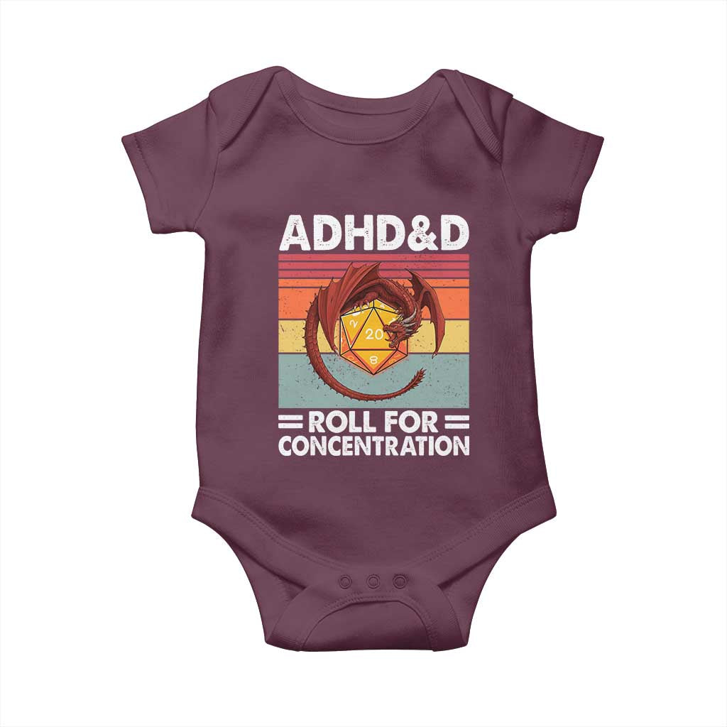ADHD&D Roll For Concentration Baby Onesie Funny RPG Gamer D20 Tabletop Dice - Wonder Print Shop
