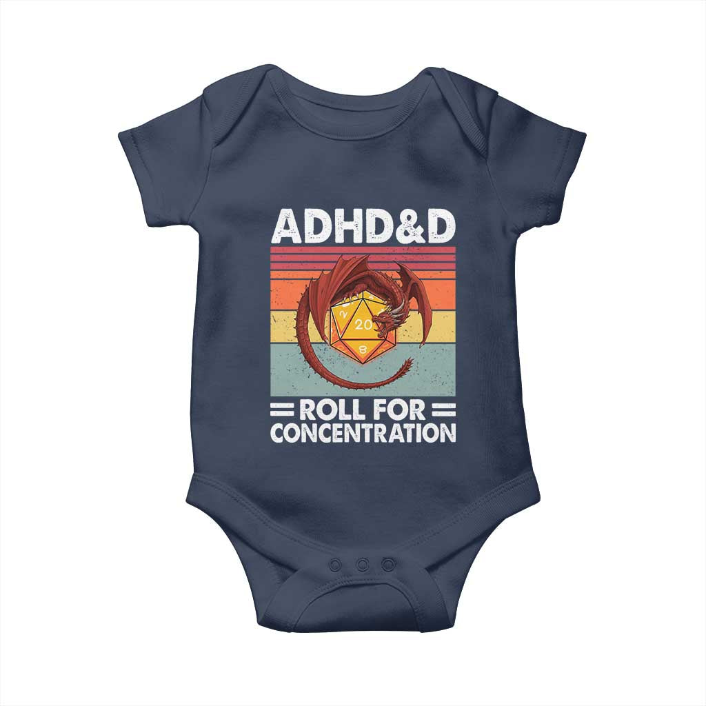 ADHD&D Roll For Concentration Baby Onesie Funny RPG Gamer D20 Tabletop Dice - Wonder Print Shop