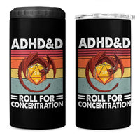 ADHD&D Roll For Concentration 4 in 1 Can Cooler Tumbler Funny RPG Gamer D20 Tabletop Dice - Wonder Print Shop