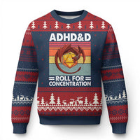 ADHD&D Roll For Concentration Ugly Christmas Sweater Funny RPG Gamer D20 Tabletop Dice - Wonder Print Shop