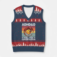 ADHD&D Roll For Concentration V-Neck Knit Sweater Vest Funny RPG Gamer D20 Tabletop Dice - Wonder Print Shop