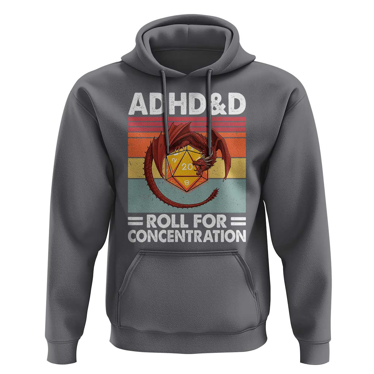ADHD&D Roll For Concentration Hoodie Funny RPG Gamer D20 Tabletop Dice - Wonder Print Shop