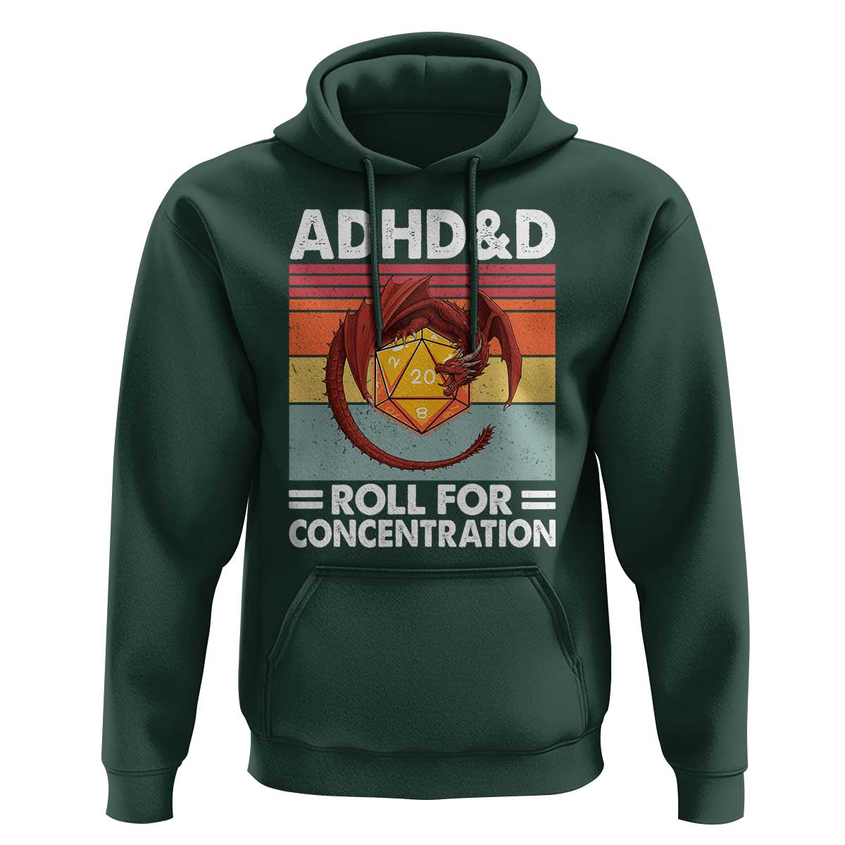 ADHD&D Roll For Concentration Hoodie Funny RPG Gamer D20 Tabletop Dice - Wonder Print Shop