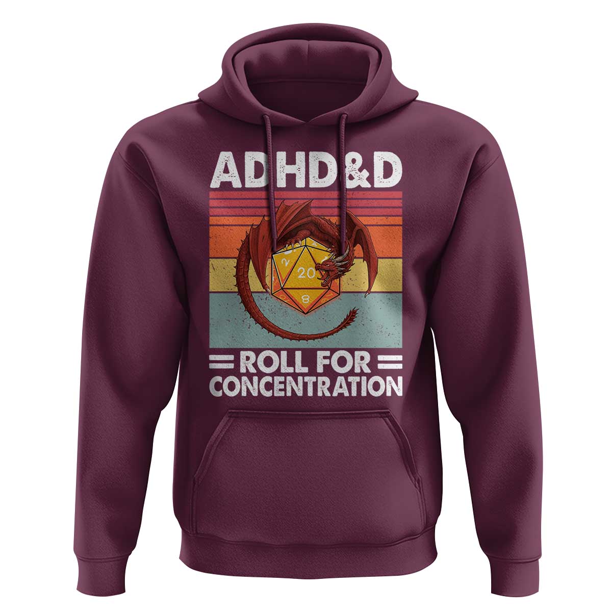 ADHD&D Roll For Concentration Hoodie Funny RPG Gamer D20 Tabletop Dice - Wonder Print Shop
