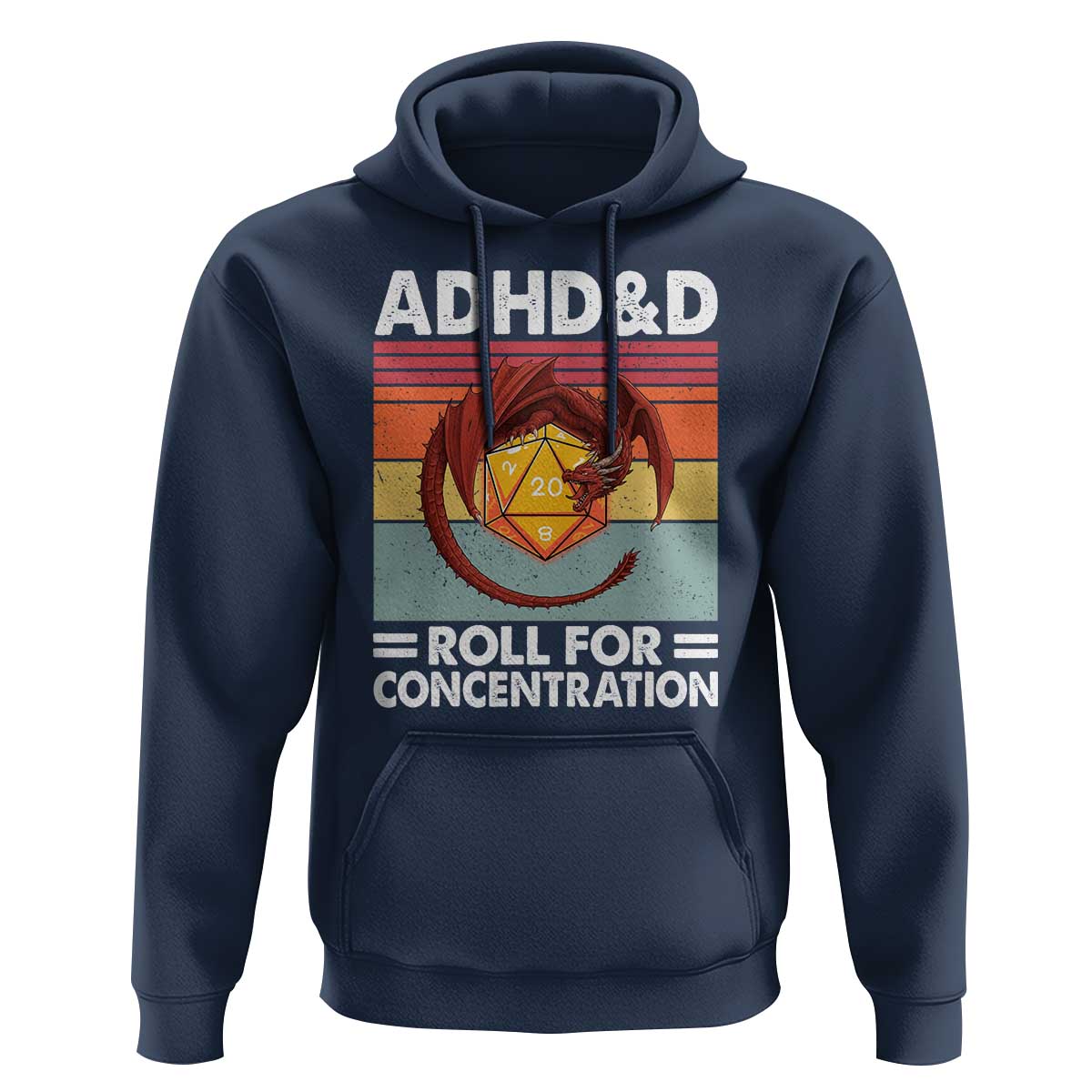 ADHD&D Roll For Concentration Hoodie Funny RPG Gamer D20 Tabletop Dice - Wonder Print Shop