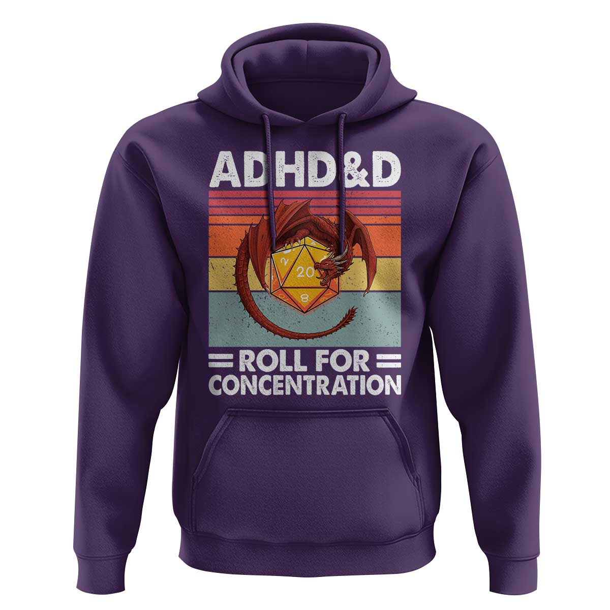 ADHD&D Roll For Concentration Hoodie Funny RPG Gamer D20 Tabletop Dice - Wonder Print Shop
