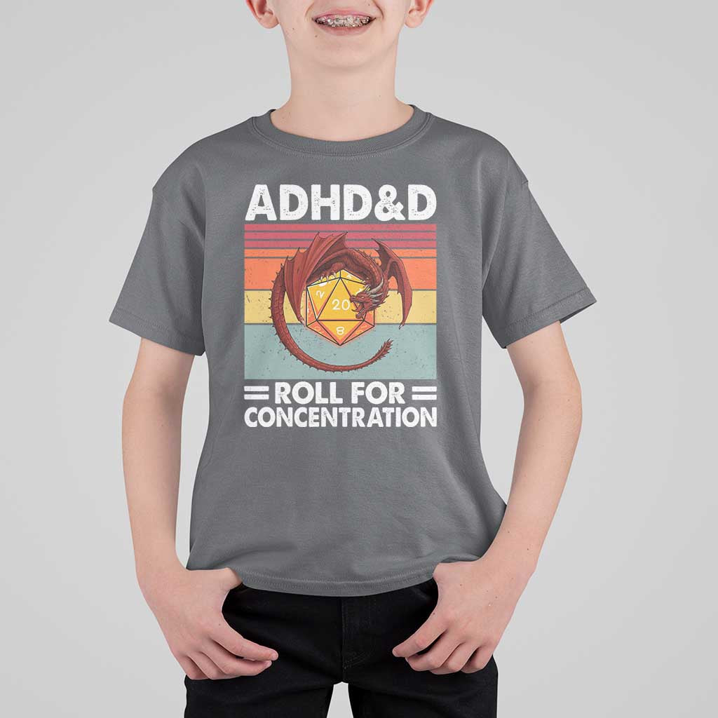 ADHD&D Roll For Concentration T Shirt For Kid Funny RPG Gamer D20 Tabletop Dice - Wonder Print Shop