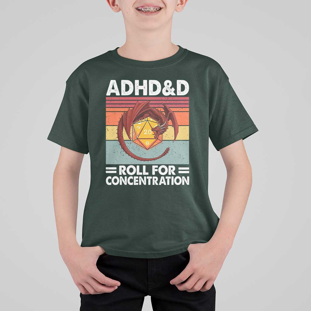 ADHD&D Roll For Concentration T Shirt For Kid Funny RPG Gamer D20 Tabletop Dice - Wonder Print Shop