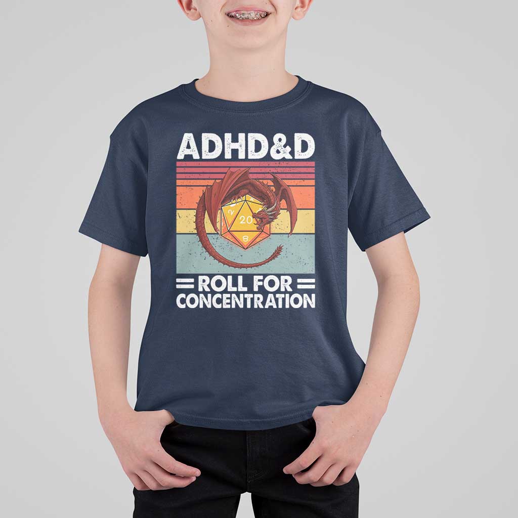ADHD&D Roll For Concentration T Shirt For Kid Funny RPG Gamer D20 Tabletop Dice - Wonder Print Shop