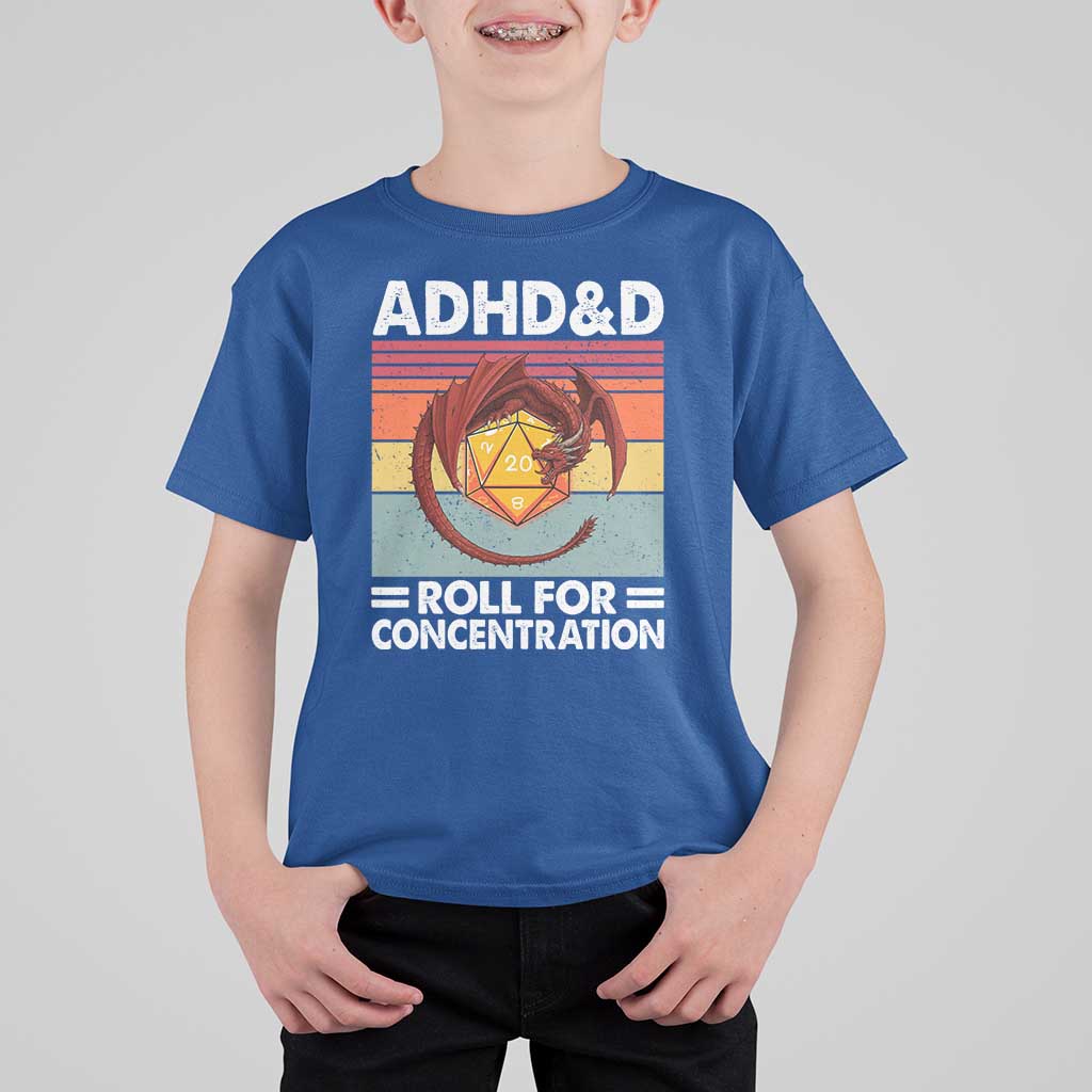 ADHD&D Roll For Concentration T Shirt For Kid Funny RPG Gamer D20 Tabletop Dice - Wonder Print Shop