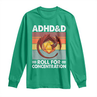 ADHD&D Roll For Concentration Long Sleeve Shirt Funny RPG Gamer D20 Tabletop Dice - Wonder Print Shop
