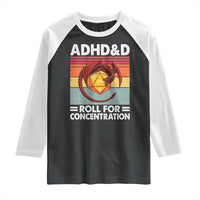 ADHD&D Roll For Concentration Raglan Shirt Funny RPG Gamer D20 Tabletop Dice - Wonder Print Shop