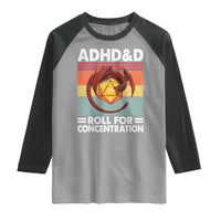 ADHD&D Roll For Concentration Raglan Shirt Funny RPG Gamer D20 Tabletop Dice - Wonder Print Shop