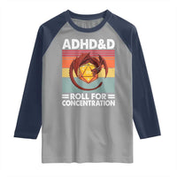 ADHD&D Roll For Concentration Raglan Shirt Funny RPG Gamer D20 Tabletop Dice - Wonder Print Shop