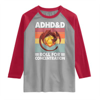 ADHD&D Roll For Concentration Raglan Shirt Funny RPG Gamer D20 Tabletop Dice - Wonder Print Shop