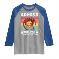 ADHD&D Roll For Concentration Raglan Shirt Funny RPG Gamer D20 Tabletop Dice - Wonder Print Shop