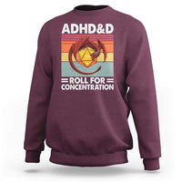 ADHD&D Roll For Concentration Sweatshirt Funny RPG Gamer D20 Tabletop Dice - Wonder Print Shop