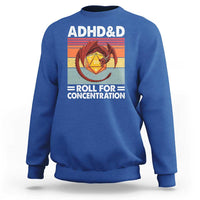ADHD&D Roll For Concentration Sweatshirt Funny RPG Gamer D20 Tabletop Dice - Wonder Print Shop