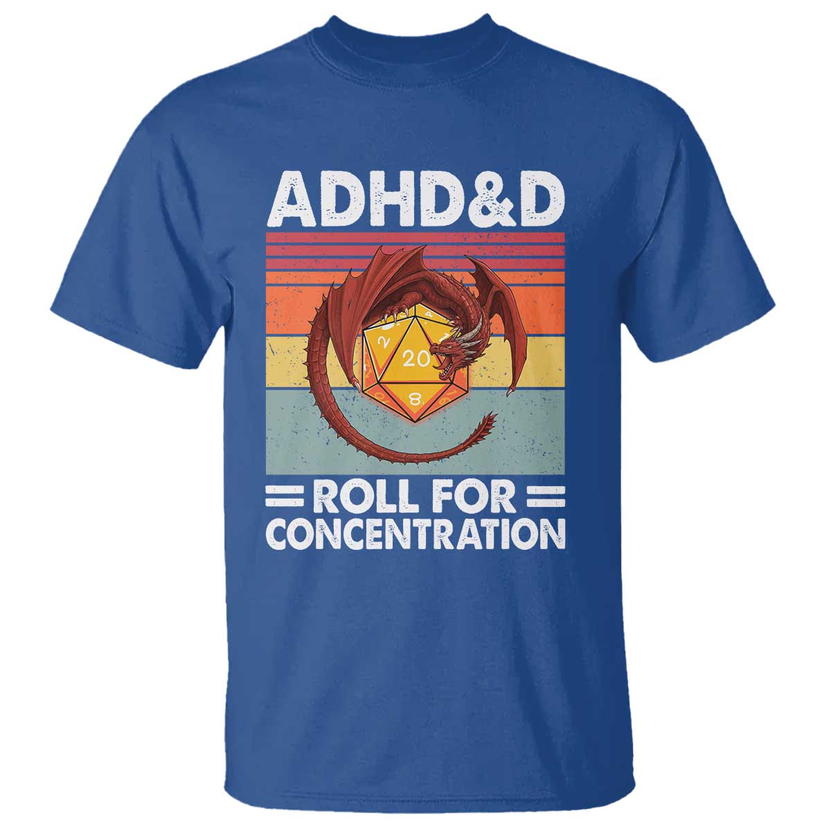 ADHD&D Roll For Concentration T Shirt Funny RPG Gamer D20 Tabletop Dice - Wonder Print Shop