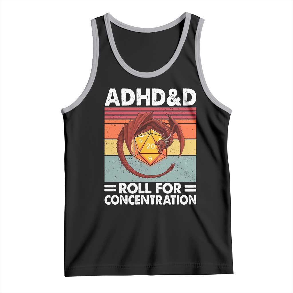 ADHD&D Roll For Concentration Tank Top Funny RPG Gamer D20 Tabletop Dice - Wonder Print Shop