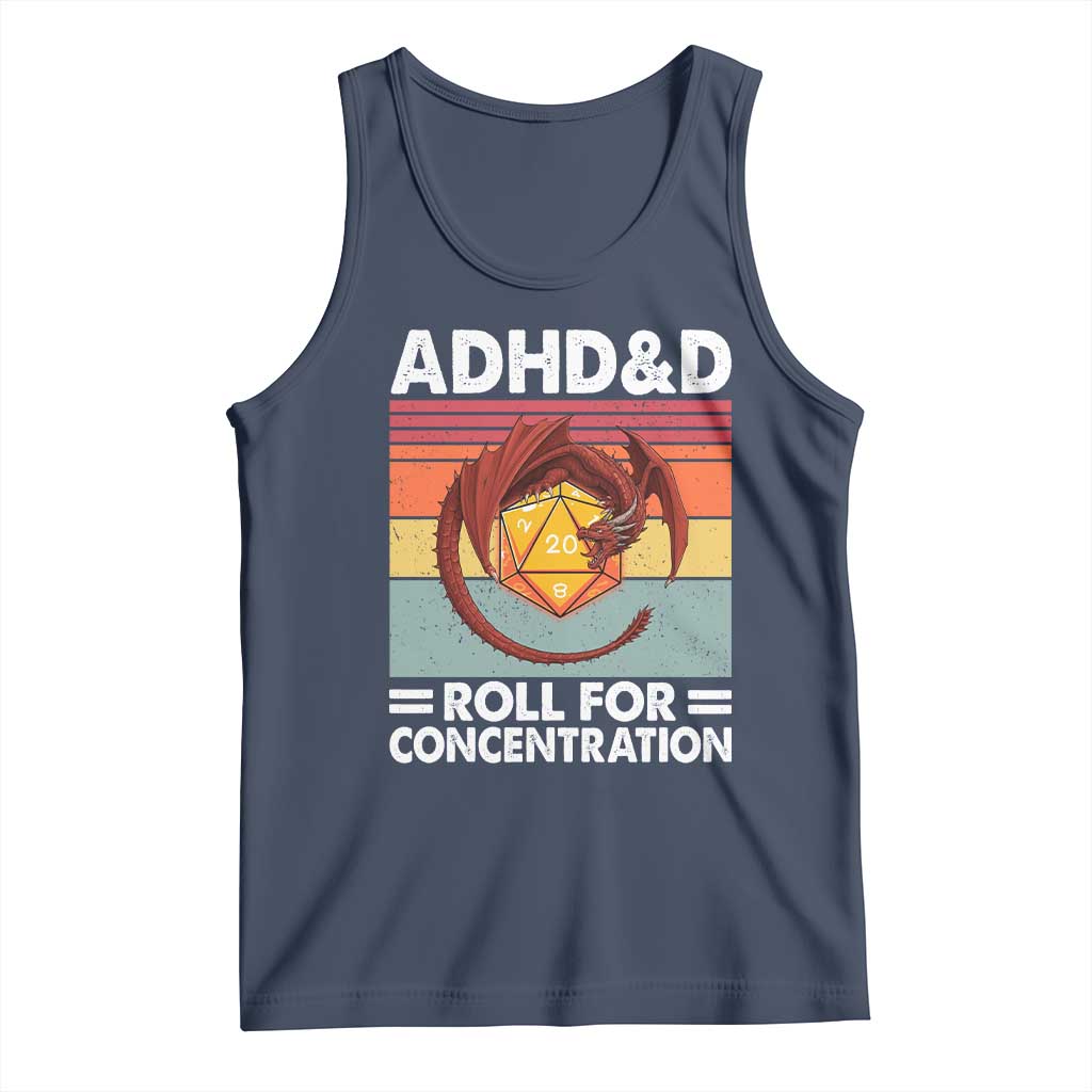 ADHD&D Roll For Concentration Tank Top Funny RPG Gamer D20 Tabletop Dice - Wonder Print Shop