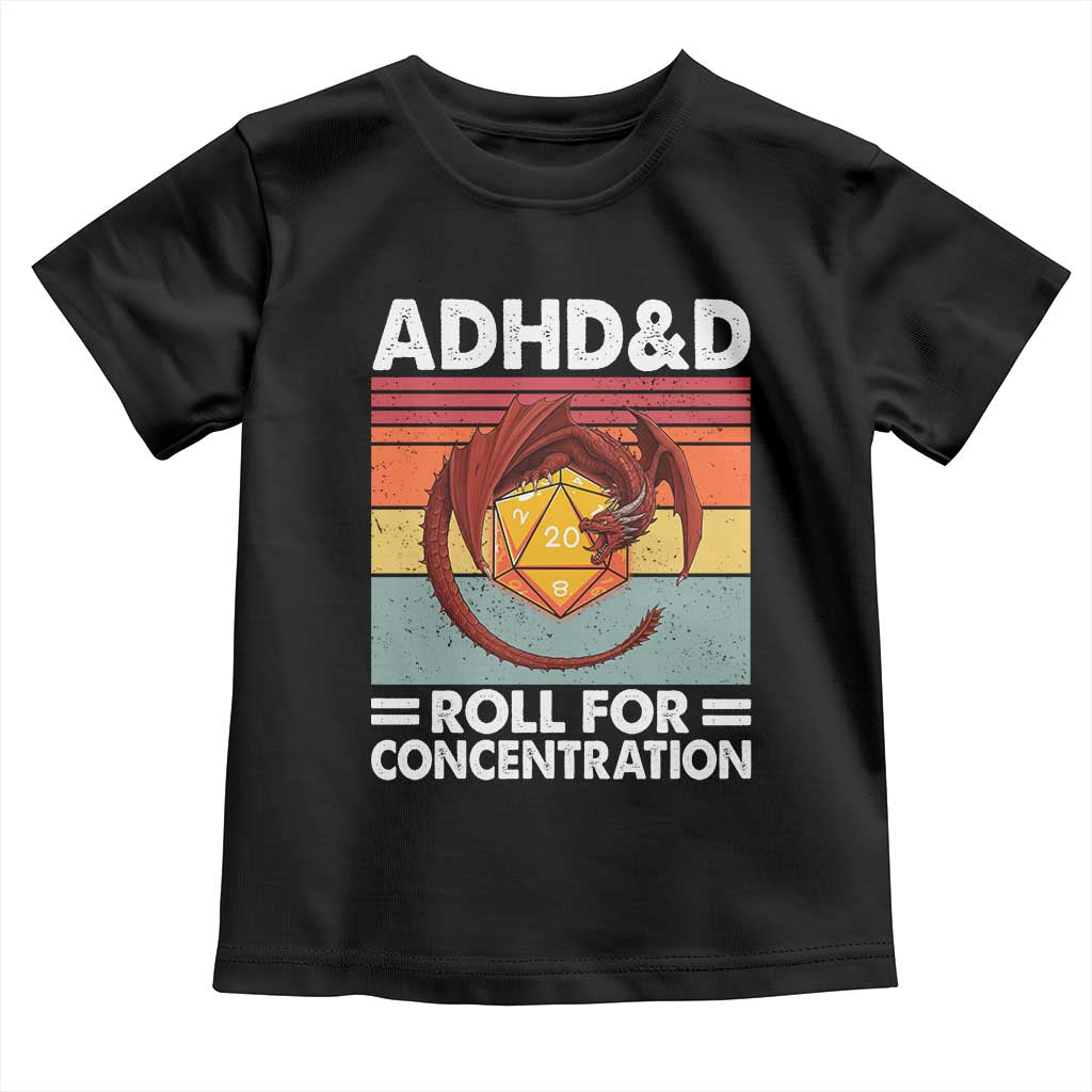 ADHD&D Roll For Concentration Toddler T Shirt Funny RPG Gamer D20 Tabletop Dice - Wonder Print Shop