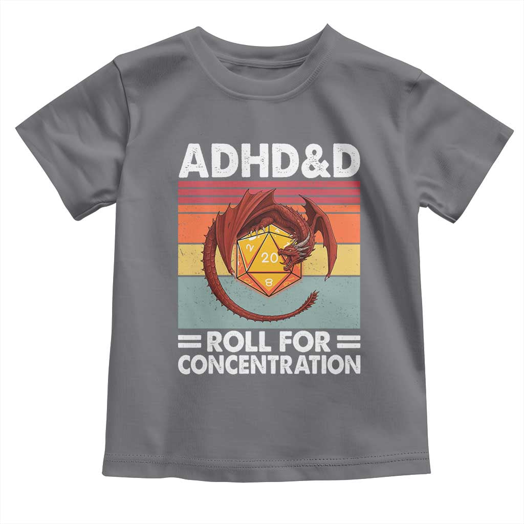 ADHD&D Roll For Concentration Toddler T Shirt Funny RPG Gamer D20 Tabletop Dice - Wonder Print Shop