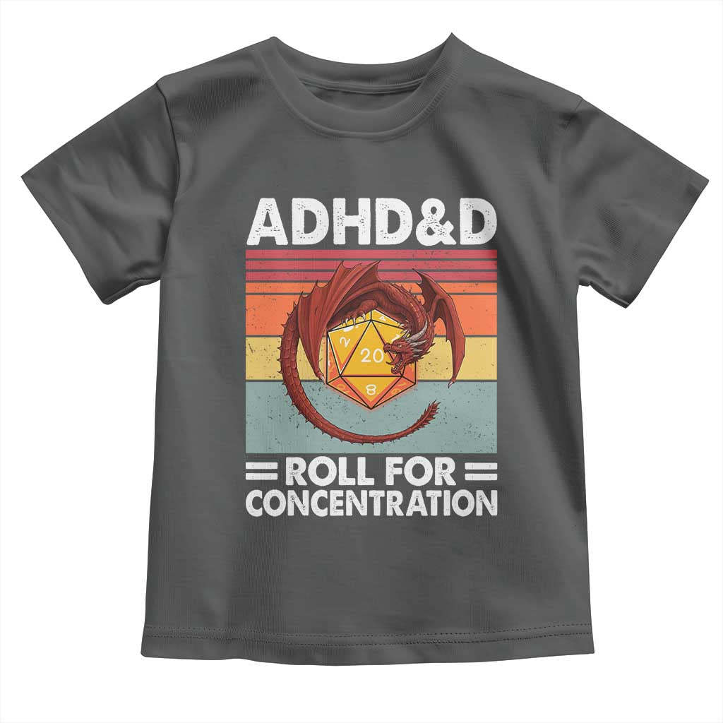 ADHD&D Roll For Concentration Toddler T Shirt Funny RPG Gamer D20 Tabletop Dice - Wonder Print Shop