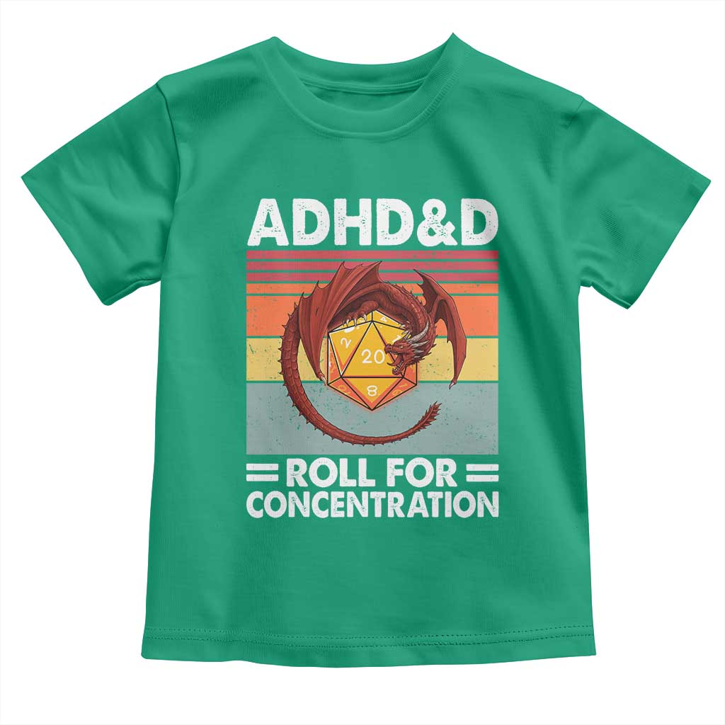 ADHD&D Roll For Concentration Toddler T Shirt Funny RPG Gamer D20 Tabletop Dice - Wonder Print Shop