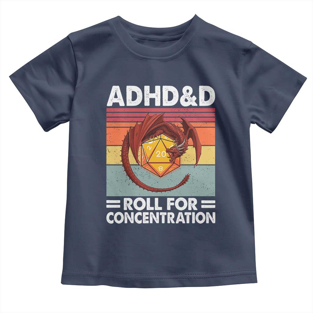 ADHD&D Roll For Concentration Toddler T Shirt Funny RPG Gamer D20 Tabletop Dice - Wonder Print Shop