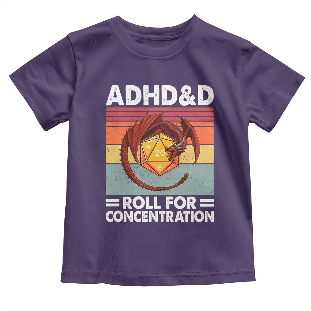ADHD&D Roll For Concentration Toddler T Shirt Funny RPG Gamer D20 Tabletop Dice - Wonder Print Shop