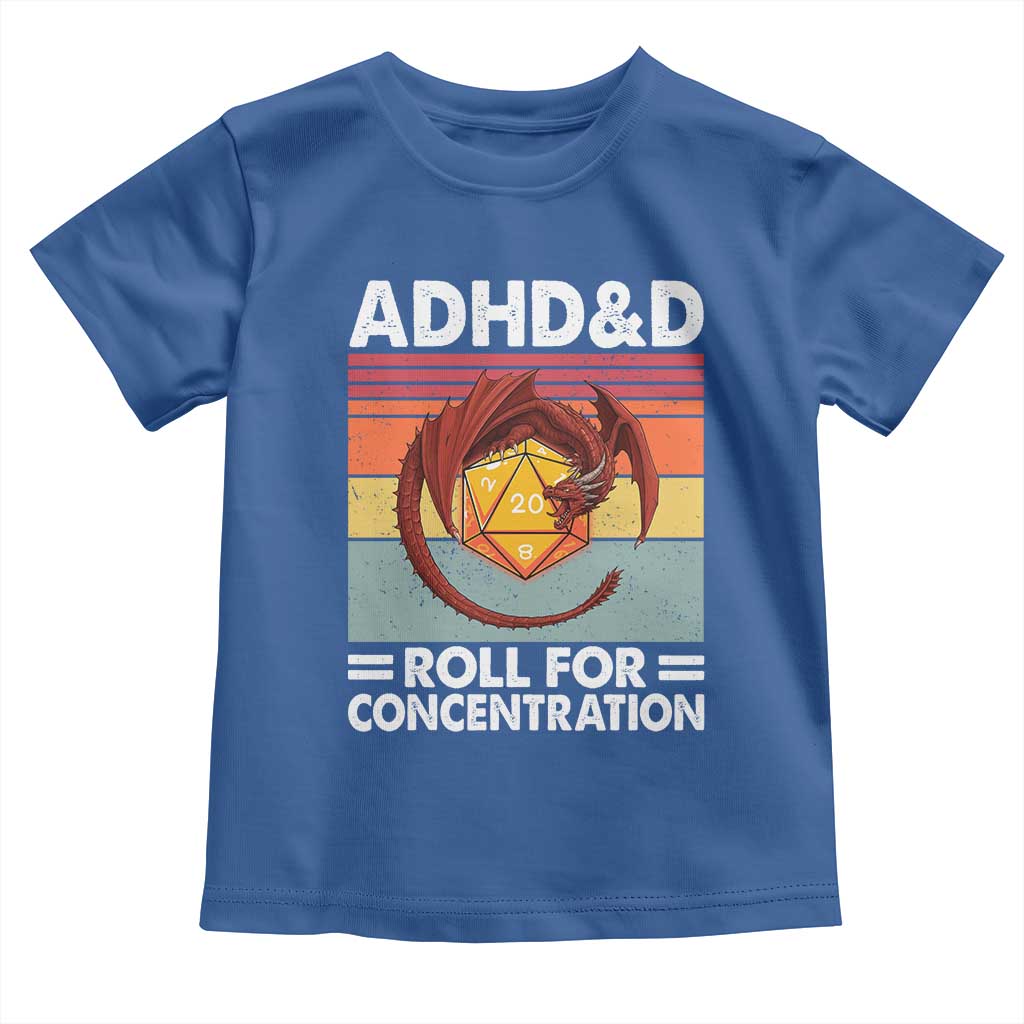 ADHD&D Roll For Concentration Toddler T Shirt Funny RPG Gamer D20 Tabletop Dice - Wonder Print Shop