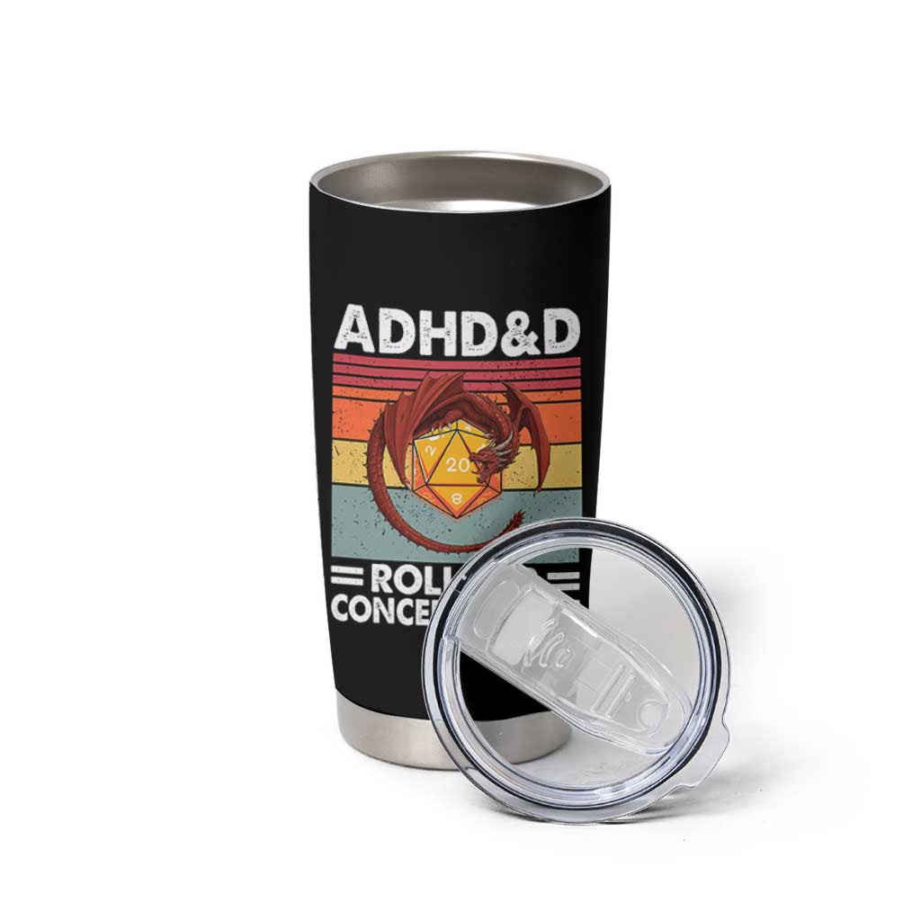 ADHD&D Roll For Concentration Tumbler Cup Funny RPG Gamer D20 Tabletop Dice - Wonder Print Shop