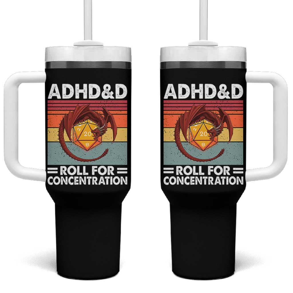 ADHD&D Roll For Concentration Tumbler With Handle Funny RPG Gamer D20 Tabletop Dice - Wonder Print Shop