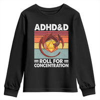 ADHD&D Roll For Concentration Youth Sweatshirt Funny RPG Gamer D20 Tabletop Dice - Wonder Print Shop