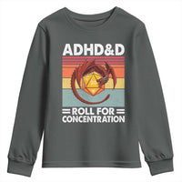ADHD&D Roll For Concentration Youth Sweatshirt Funny RPG Gamer D20 Tabletop Dice - Wonder Print Shop