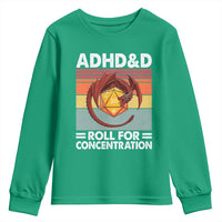 ADHD&D Roll For Concentration Youth Sweatshirt Funny RPG Gamer D20 Tabletop Dice - Wonder Print Shop