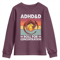 ADHD&D Roll For Concentration Youth Sweatshirt Funny RPG Gamer D20 Tabletop Dice - Wonder Print Shop