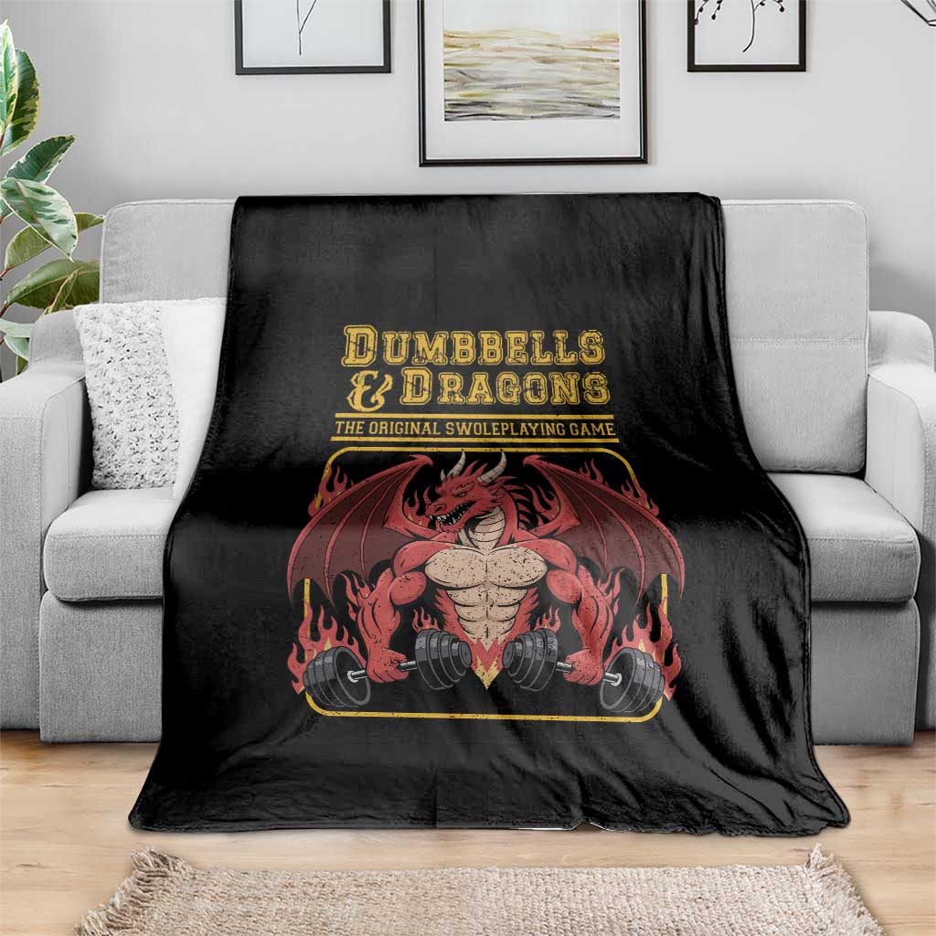 Funny RPG Workout Gym Nerd Throw Blanket Dumbbells And Dragons The Original Swoleplaying Game - Wonder Print Shop