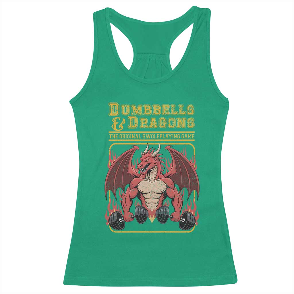 Funny RPG Workout Gym Nerd Racerback Tank Top Dumbbells And Dragons The Original Swoleplaying Game - Wonder Print Shop
